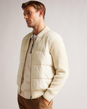 Veste Ted Baker Long Sleeve Wadded Zip Through Beige Homme | LTV-65345424